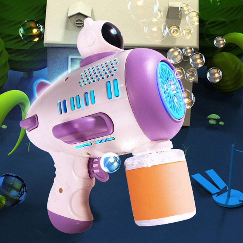 12 Löcher Bubble Gun elektrische automatische Seife Astronaut Blasen Maschine Outdoor-Spielzeug für Kinder Blase Kindertag Geschenk
