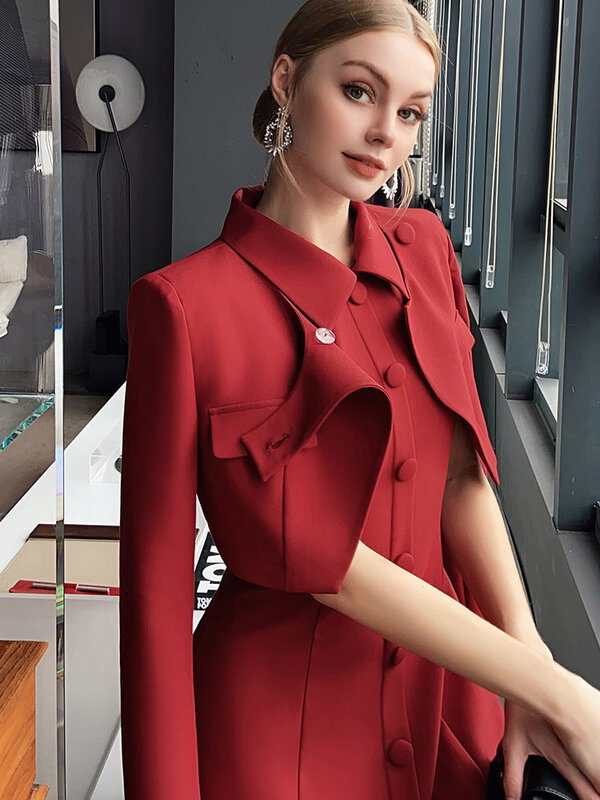 Alfaiate shop personalizado estilo francês celebridade estilo colete vestido casaco de duas peças feminino