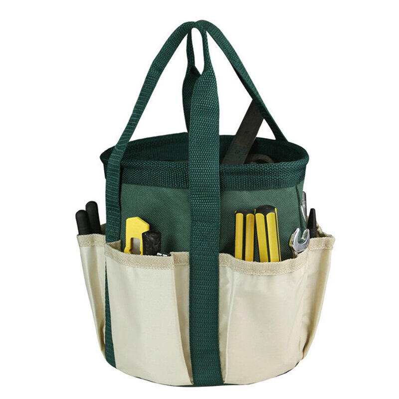 Cubo portátil de tela Oxford, bolsa de herramientas práctica, múltiples bolsillos, accesorios de jardín, almacenamiento de poda Floral