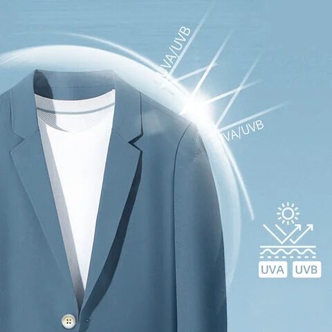 Odzież chroniąca przed słońcem mężczyźni 2023 nowy lodowy jedwab lekki wiosenny i letni cienki męski żakiet z dzianiny dresowej elegancki męski garnitur płaszcz