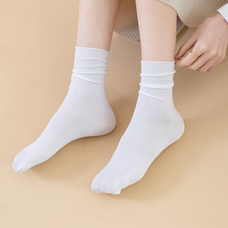 Socks women summer tube lightweight breathable pile socks solid color Korean version of the trend