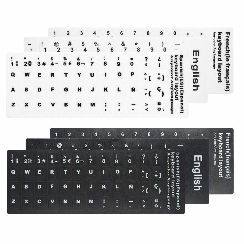 Pegatinas impermeables para teclado ruso, inglés, francés, español, alemán, árabe, para portátil, PC, diseño de letras estándar