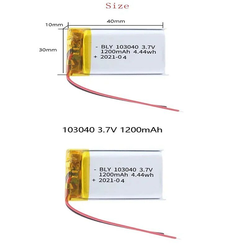 Batterie aste au lithium polymère pour navigateur GPS, casque Bluetooth MP5, PS4, 103040 V, 3.7 mAh, 1200, 3.7V, 103040