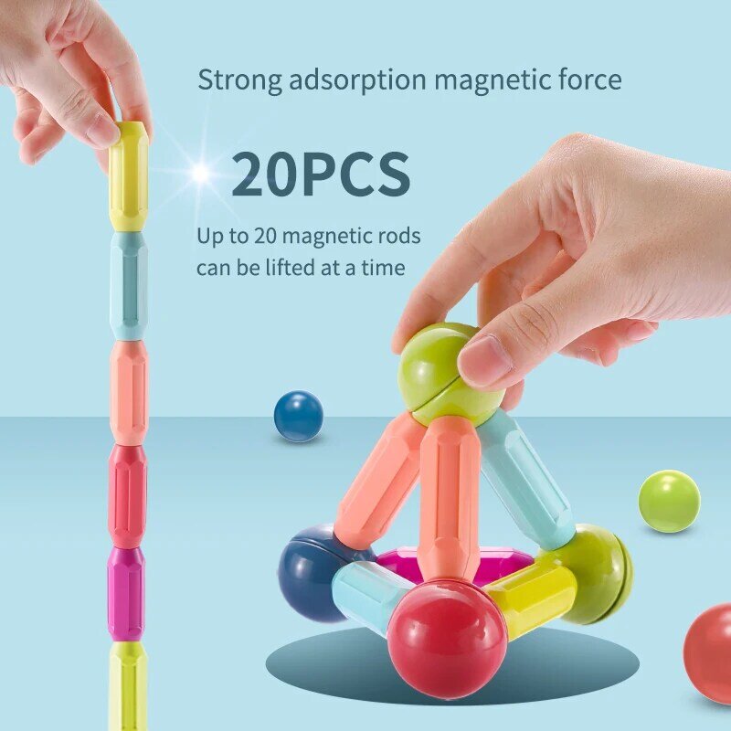 المغناطيسي منشئ كتل مجموعة لعب للأطفال المغناطيس عصا قضيب اللبنات الكلاسيكية مونتيسوري ألعاب تعليمية للأطفال