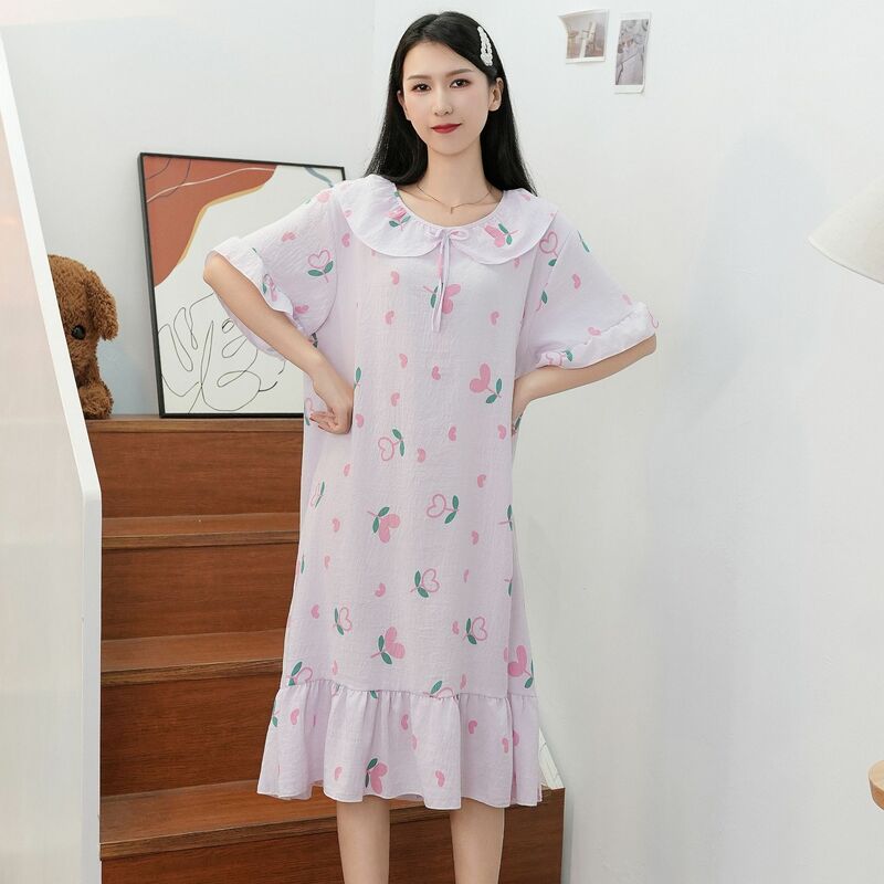 Korean Reviews Many Pajamas Doll Collar Sleepwear For Sleeping Nightdress Femme Pijama Feminino Ropa Interor Para Mujeres