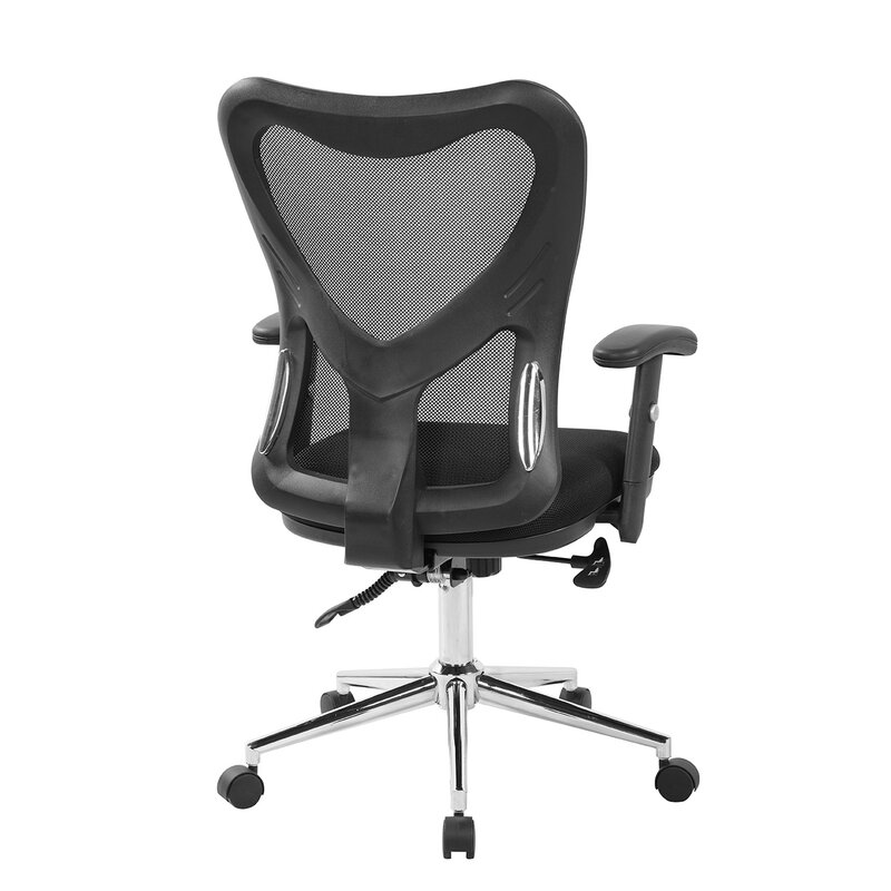 Krzesło biurowe Black Techni Mobili z wysokim oparciem i chromowaną podstawą zapewniające wygodne i stylowe środowisko pracy.Stylowo Modern