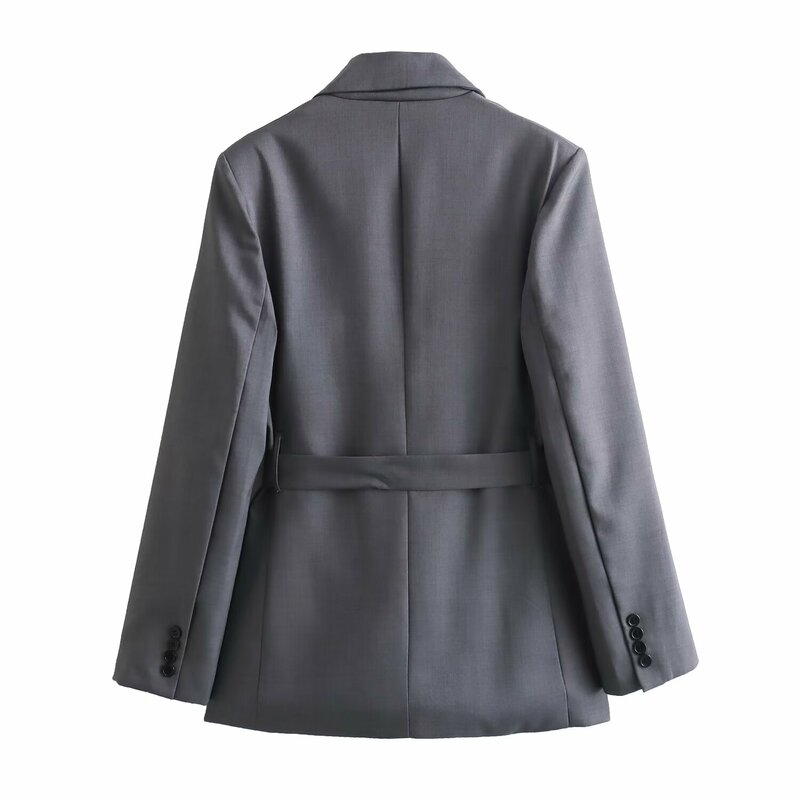 Terno fino misturado para mulheres, jaqueta feminina, mini-saia larga plissada, cinto, moda, 2 peças, 2024
