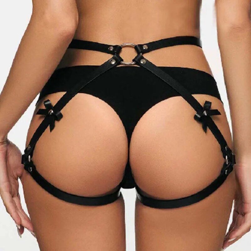 Gothic Leather Harness Buttock Garter Belts Sexy Women's Lingerie Harness BDSM Body Bondage Erotic Leg Suspenders Seks