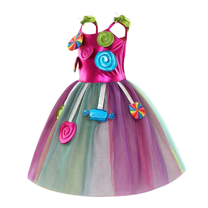 Featured Sweet Summer Candy Dress for Girls European Championship Kid Carnival Costume Lollipop Cosplay Special Occasion Apparel