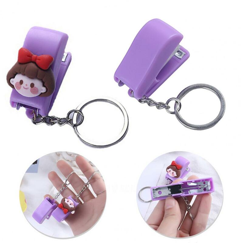 Student Stapler Macaron Color High Efficiency Quick Binding Key Chain Design Cute Cartoon Mini Stapler Machine for School