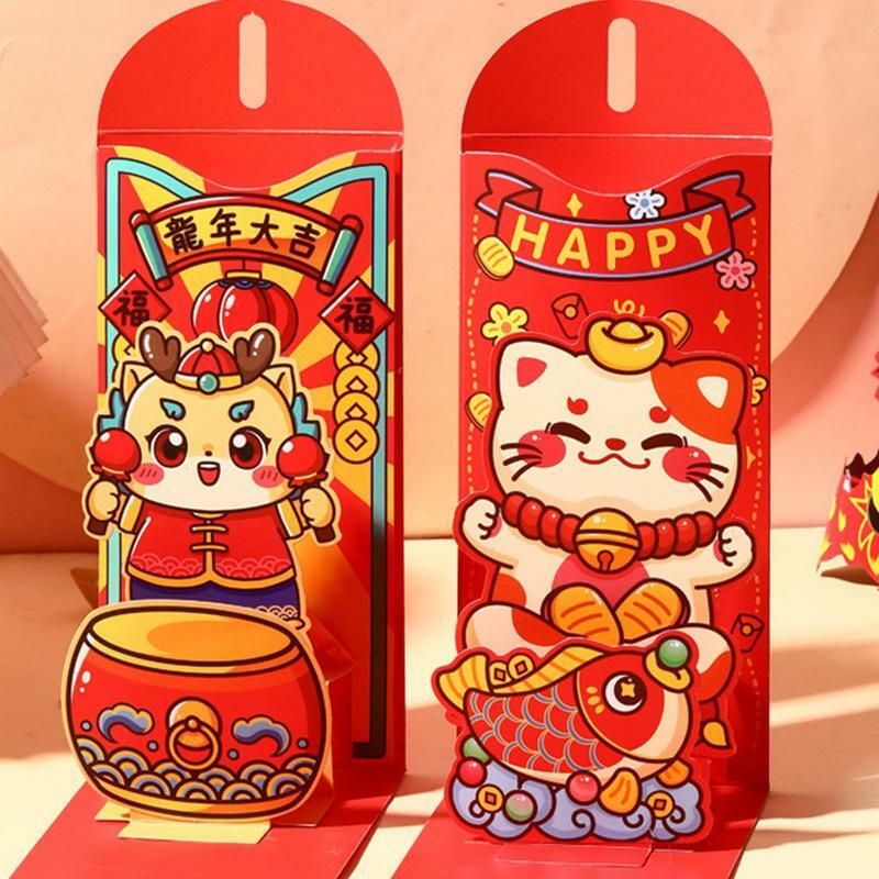 3Pcs Chinese New Year Red Envelopes 2024 Year of Dragon Red Packet Envelope Spring Festival Lucky Money Packet Kid Gift
