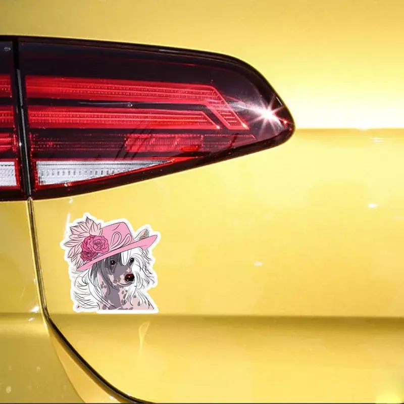 Stiker mobil kepala anjing Cina Hippie stiker dekorasi kedap air Bumper jendela belakang Y kertas berperekat