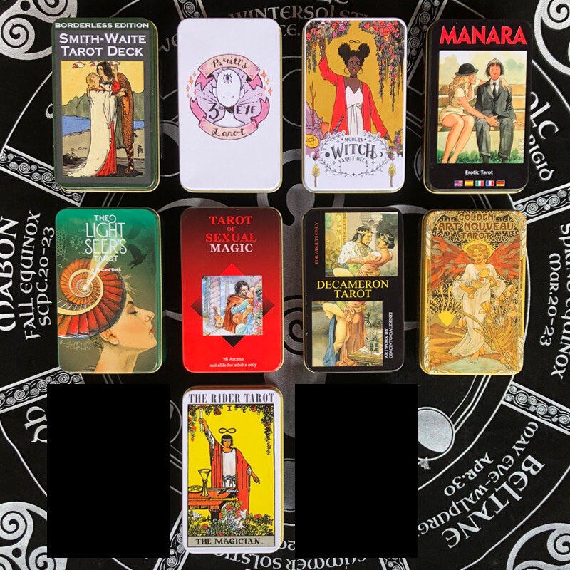 Tarjetas de Tarot de las brujas de los sueños, caja de hojalata, borde dorado para adivinación, uso Personal, los mejores regalos para los amantes de las cartas de Tarot