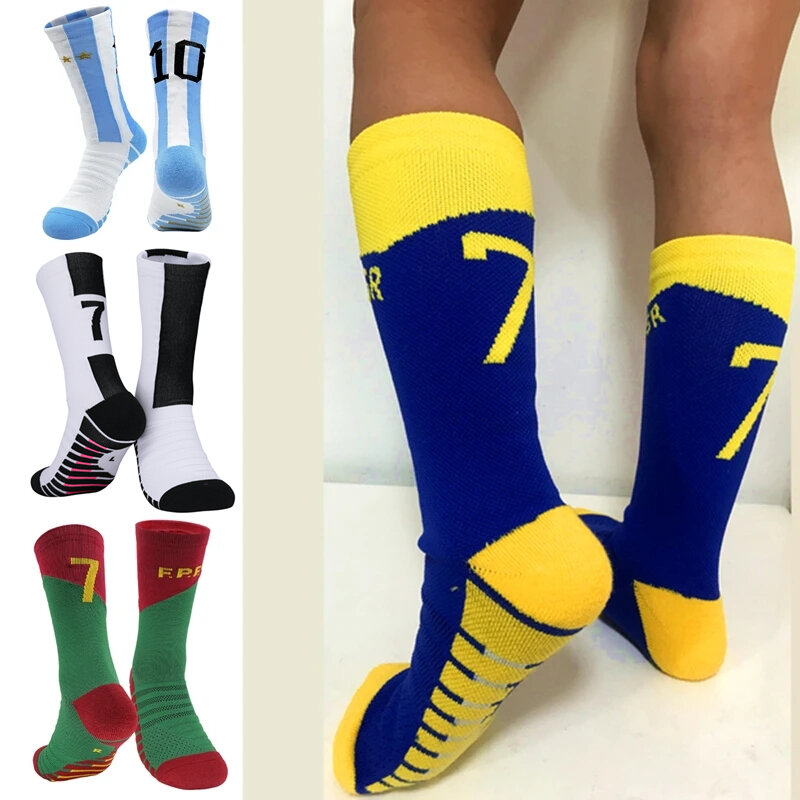 Nummer Kinder Fußball Socken 10 # Stern 7 # Mid-Tube Jungen Rad socken Outdoor Handtuch boden Mode Herren Sport Fußball kurze Socken