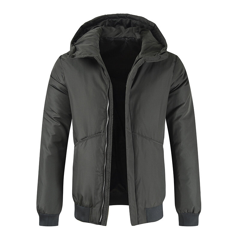 Abrigo de plumón grueso con capucha para hombre, abrigo cálido a la moda para exteriores, Color sólido, invierno, 2022