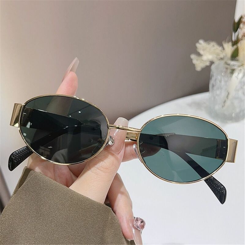 Retro owalne okulary przeciwsłoneczne modne metalowe oprawki Punk okulary przeciwsłoneczne klasyczne odcienie UV400 okulary ochronne letnie akcesoria Streetwear