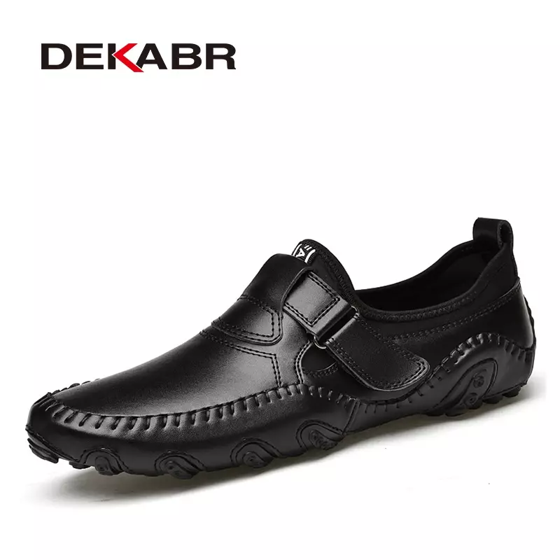 DEKABR Split Leather Casual Shoes Spring Summer Breathable Comfortable Men Shoes New Fashion Non-Slip Moccasin Flat Men Loafers