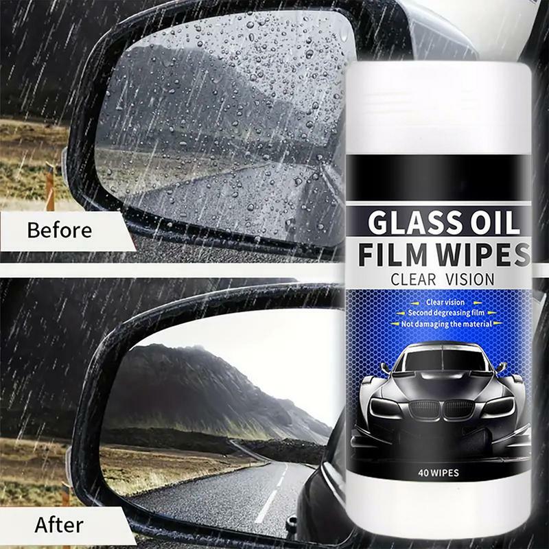 Lingettes nettoyantes pour vitres de voiture, dissolvant de film d'huile, livres de pare-brise, nettoyeur de film d'huile de pare-brise, 40 pièces