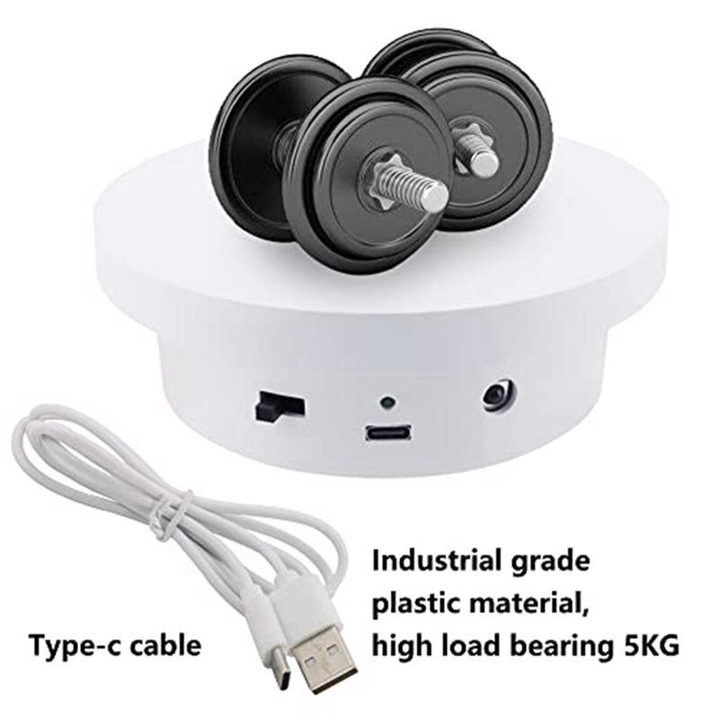 Rotating Display Stand Adjustable Speed With Remote Control 5.1In Diameter 11Lb Load Capacity Type-C Power Supply Durable (18Cm)