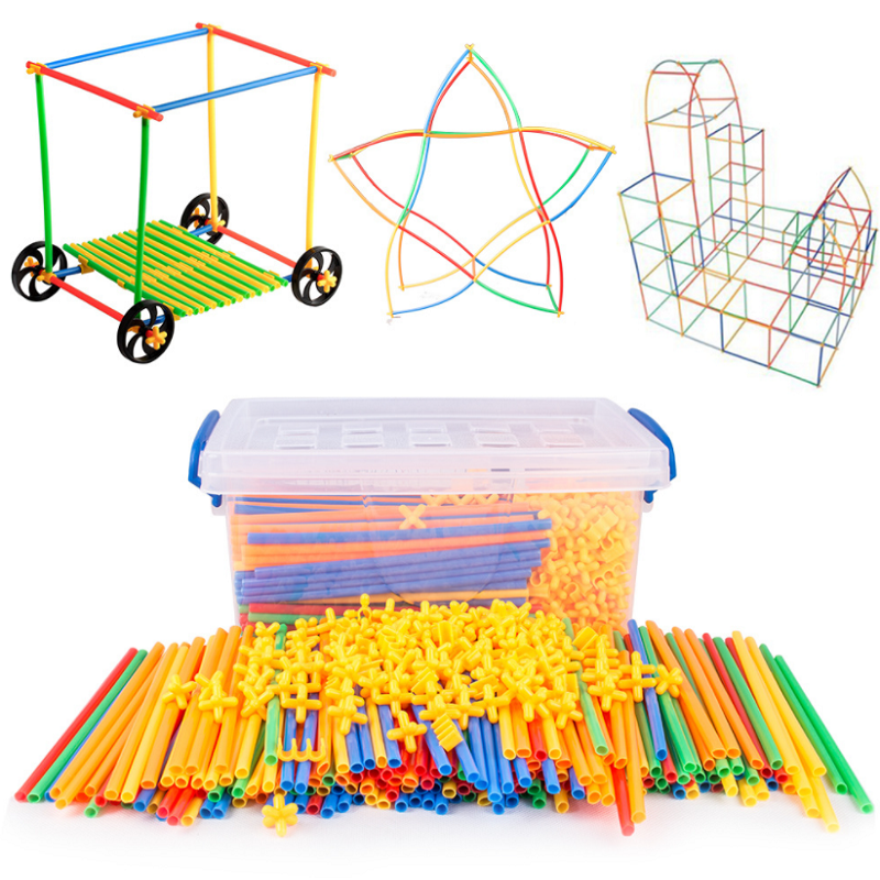 Kinder Pädagogisches Spielzeug 4D Raum Stroh Spleißen Montage und Einfügen Bausteine für kinder Kindergarten zu Gebäude