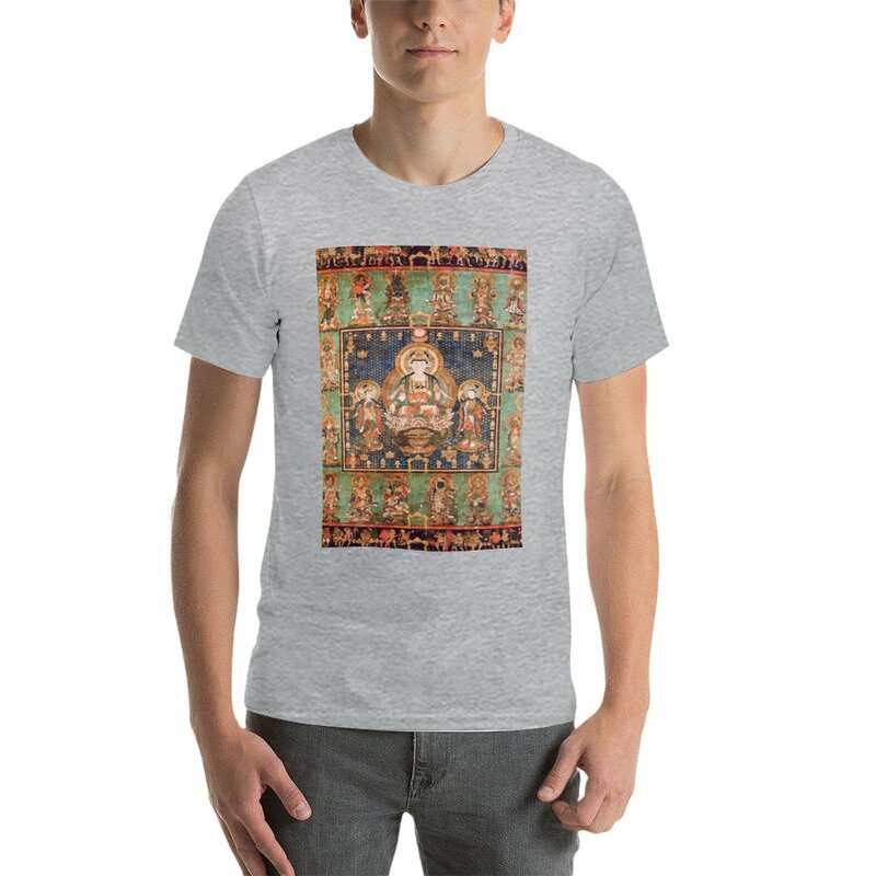 T-Shirt Mandala du Bodhisattva Hannya (Prajnaparamita) pour Homme, Vêtements Anime Surdimensionnés, Blanc Uni