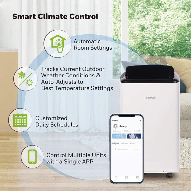Ar Condicionado e Desumidificador, Esfria Quartos Até 450 Sq Ft. Ar condicionado portátil para casa, com wi-fi, alexa