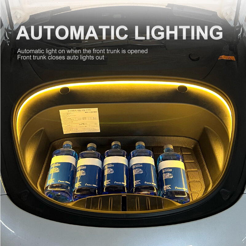 Tira LED para iluminar el maletero delantero, luz Flexible e impermeable de silicona para Tesla Model 3 Y, 12V, bricolaje