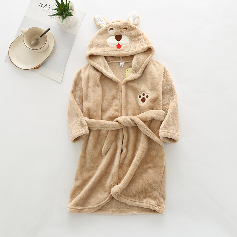 Robe com capuz de coelho e panda infantil, roupão de banho de bebê pijama de flanela de manga comprida para meninos e meninas, novo outono inverno