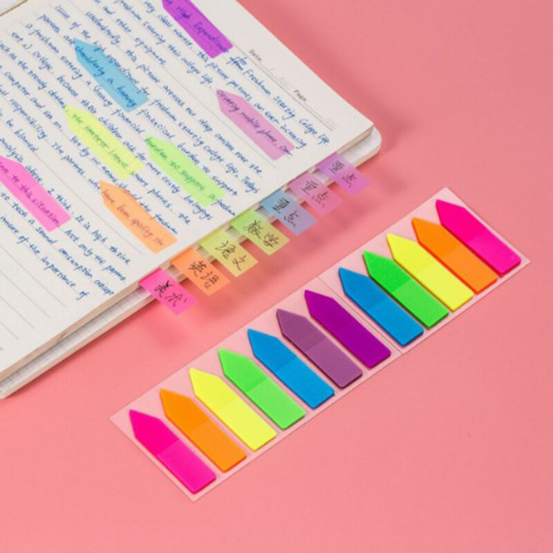 100 fogli di carta fluorescente a forma di freccia blocco note autoadesivo note adesive carta adesiva forniture per ufficio per studenti