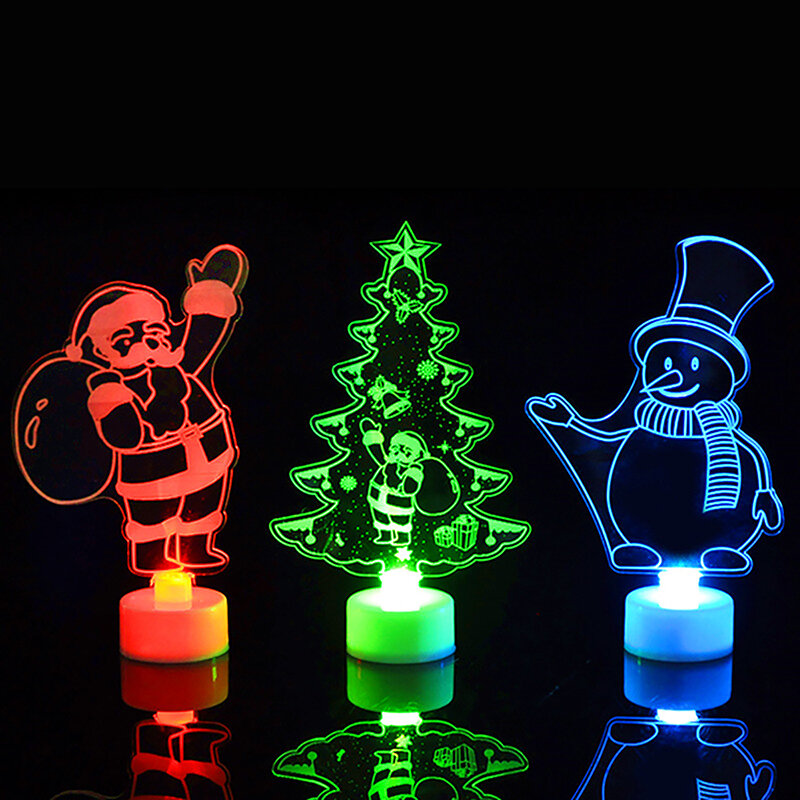 Colorido 3D acrílico LED abajur, luz da noite das crianças, romântico abajur, decoração da festa de Natal, dia dos namorados, casa