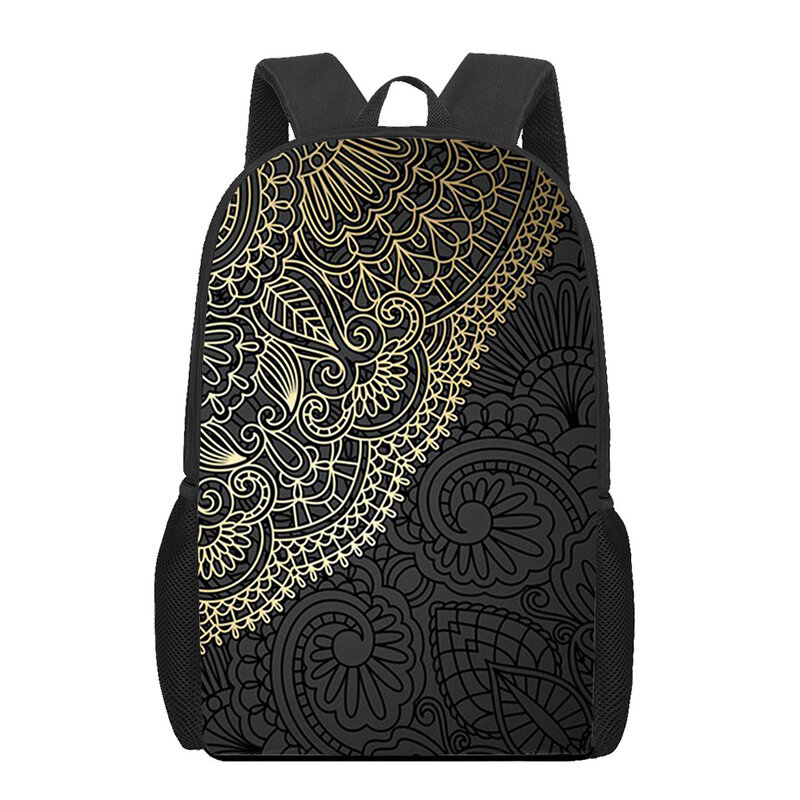 Mandala flower totem art 3D Printed Book Bag Men 16 Inch Backpack For Teen Boys Kindergarten Bagpack Children Mochila
