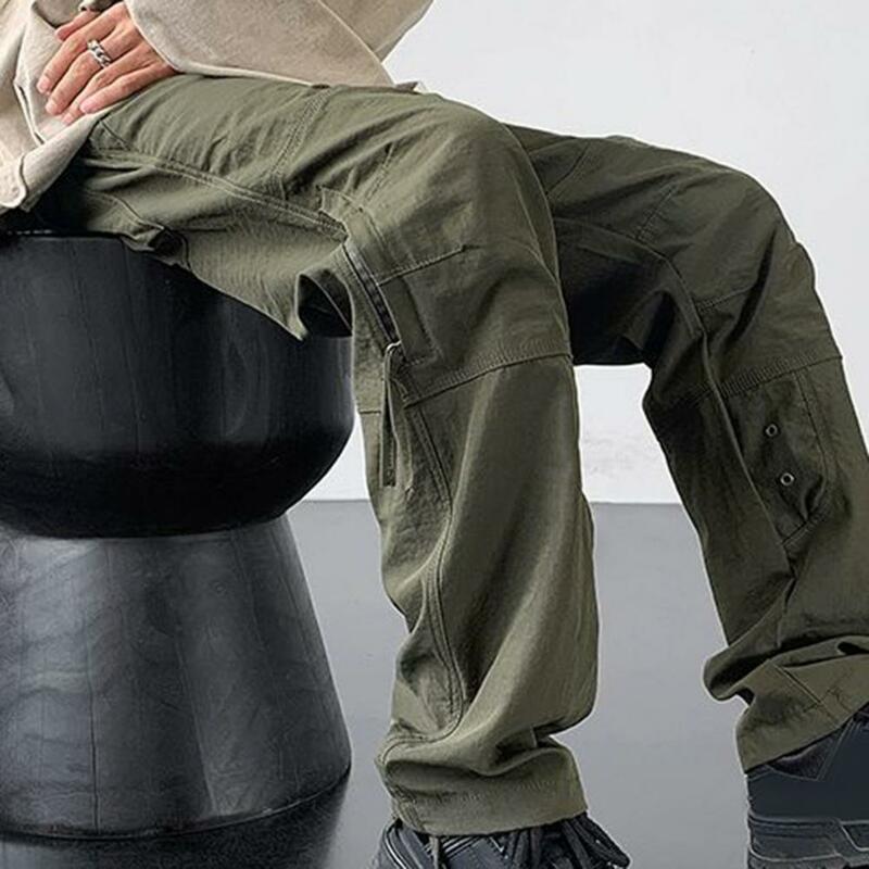 Straight Leg Pants Waterproof Quick Dry Cargo Pants Breathable Elastic Waist Multi Pockets Ideal for Outdoor Camping