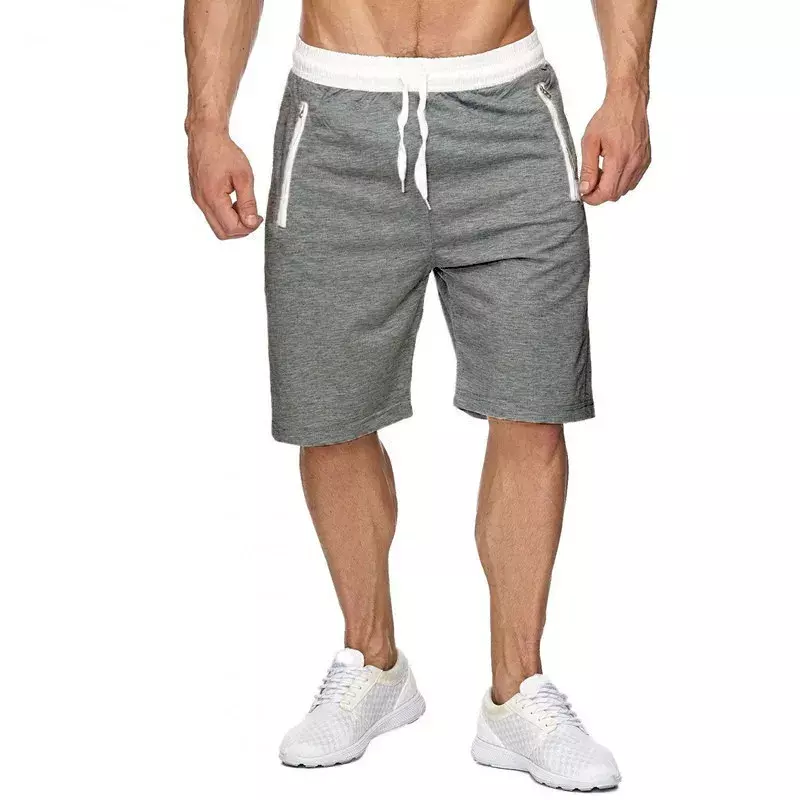 Мужские спортивные шорты на молнии, с карманами
