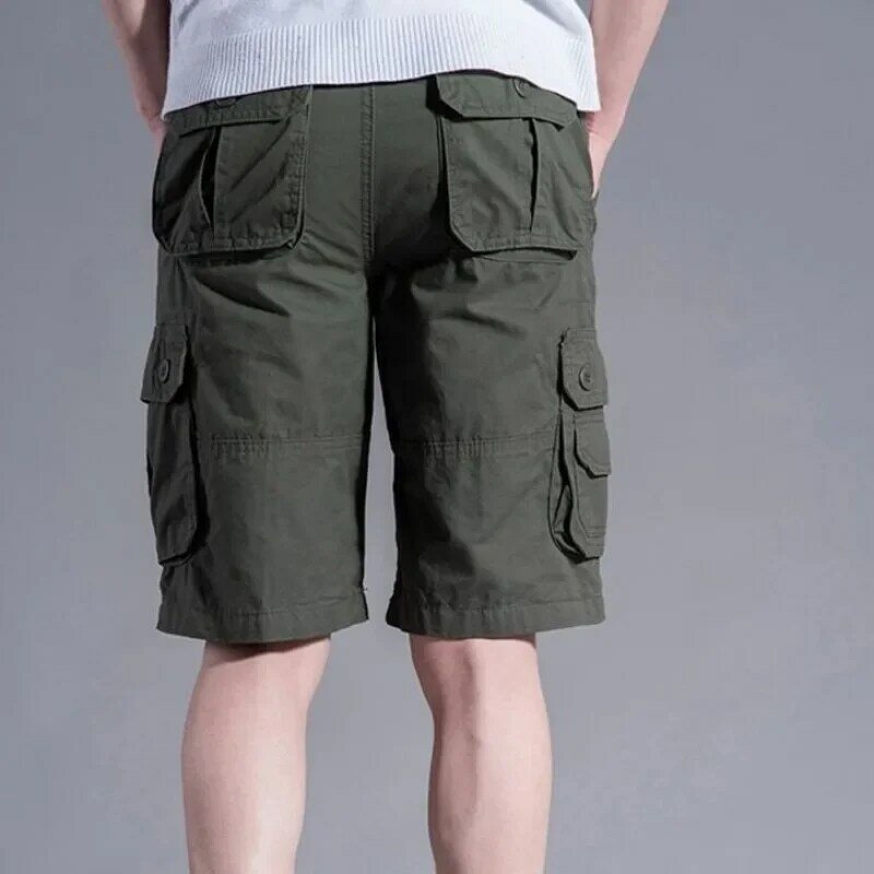 Шорты-карго мужские с карманами, хлопковые короткие штаны в стиле оверсайз, повседневные дизайнерские, большие размеры, лето
