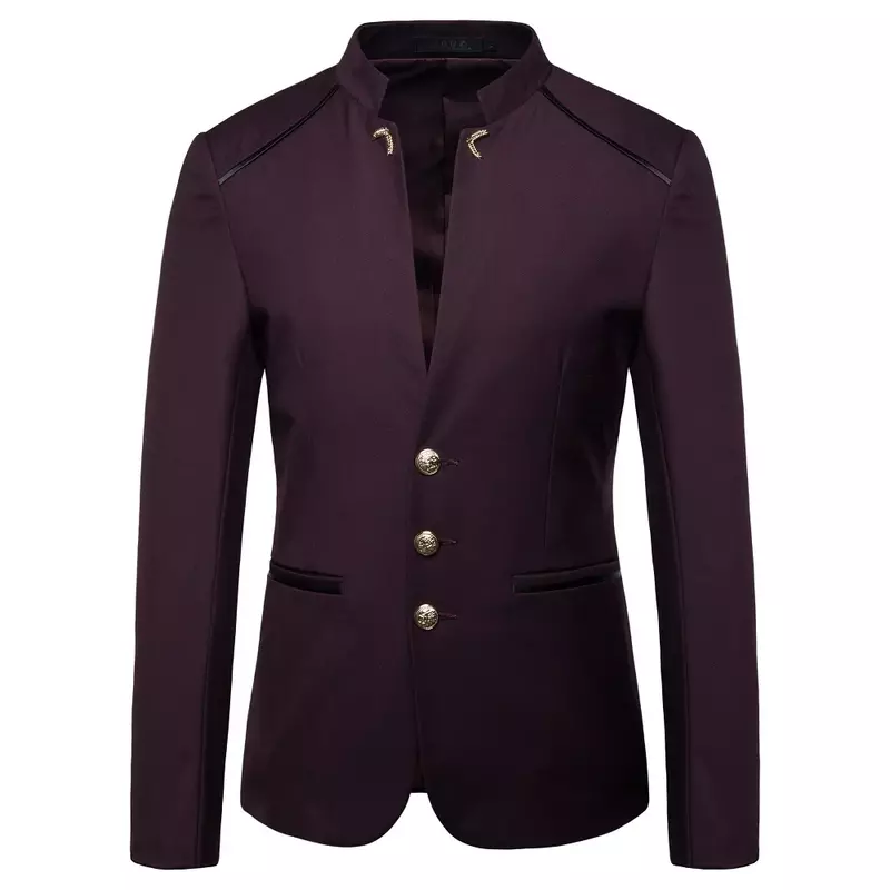 Пиджак мужской с воротником-стойкой, приталенный Блейзер в китайском стиле, деловой Повседневный пиджак, пальто в китайском стиле, 4XL