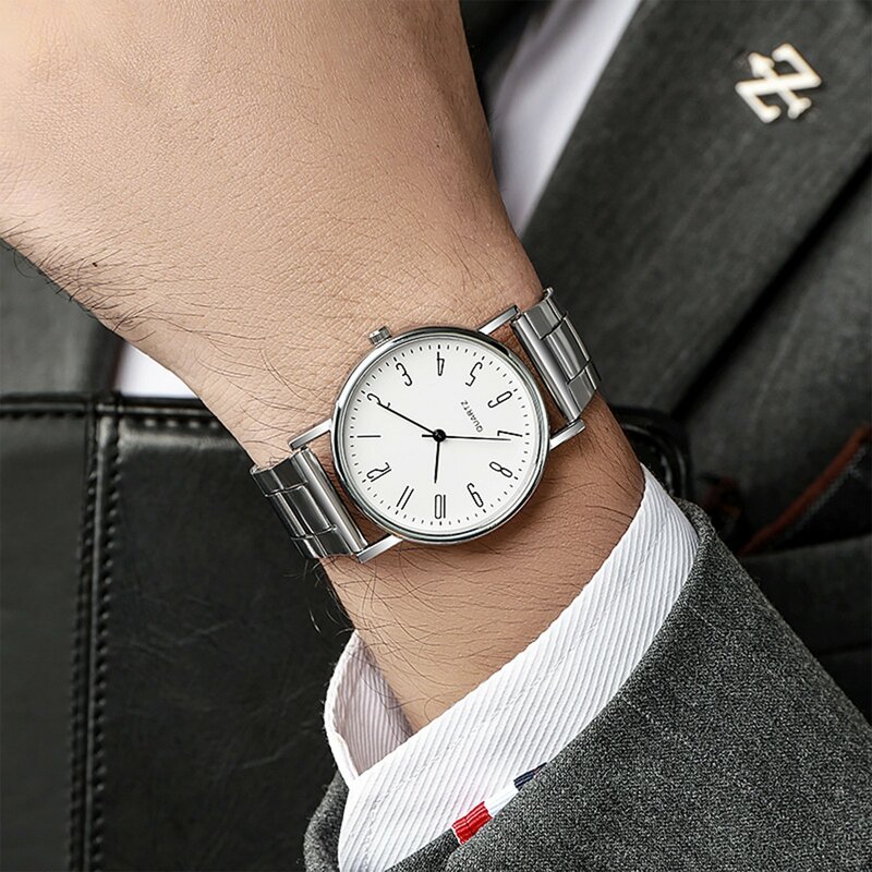 ساعة يد كوارتز بسيطة للرجال ، سوار فولاذي ، موضة عادية ، عالية الجودة ، ساعة رجالية