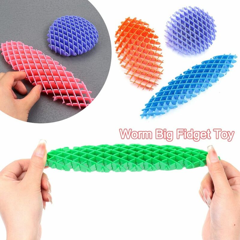 3D Printed Elastic Mesh Worm Big Fidget Toy Stress Relief the Deformed Worm Toys Sensory Stress Anxiety Relief Retractable Toy