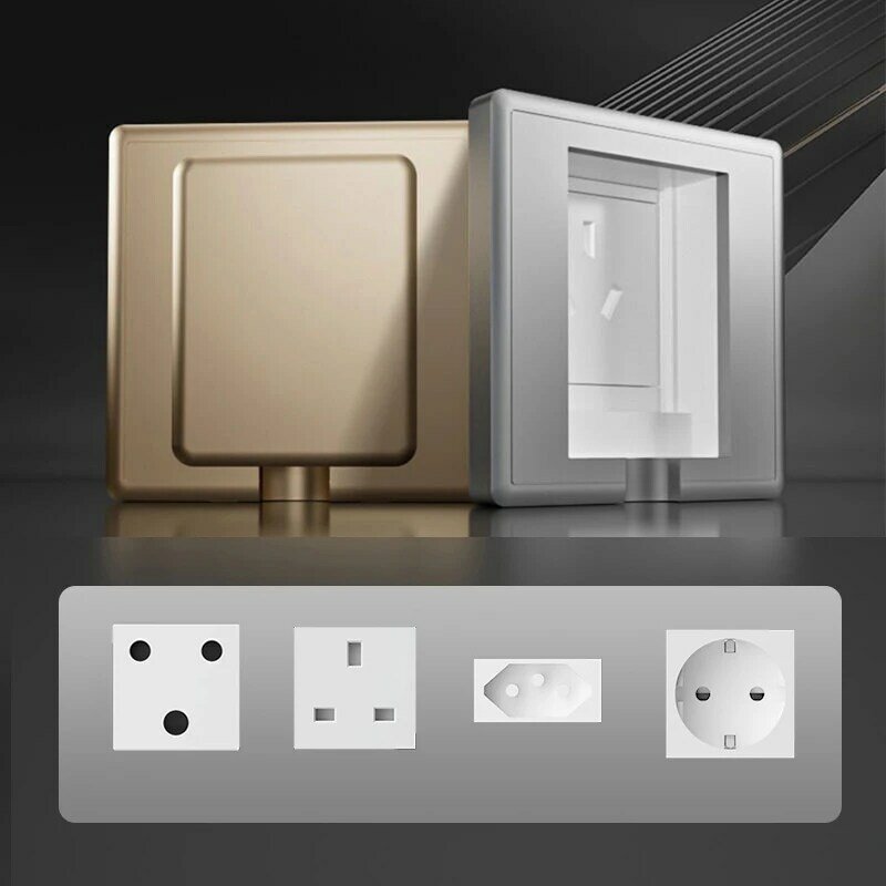 UK concealed socket 45size British socket with height adjustable function modular hidden socket in the wall flat  plate for