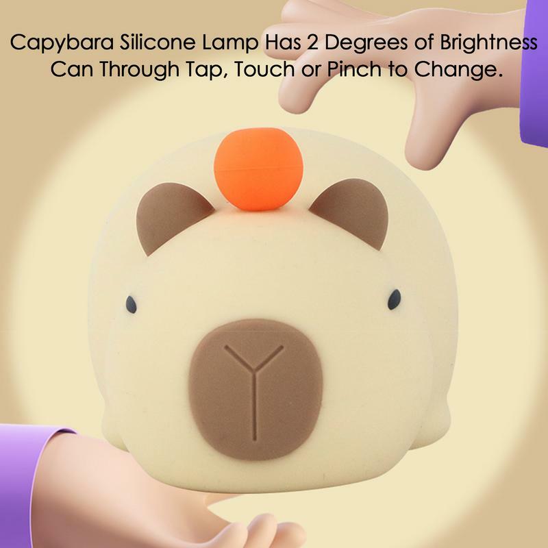 Capybara-luz nocturna de silicona impermeable para niños, lámpara Led de noche, juguete brillante, suave, decoración de dormitorio
