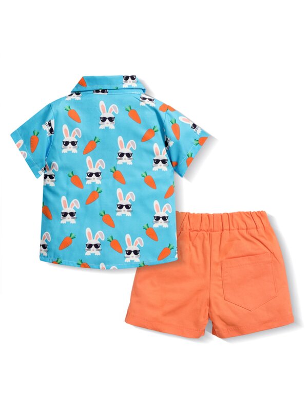 Easter Clothes for Baby Boys Children Summer Fashion Cartoon Rabbit Outfit 3PCS Suit Kid Cotton Casual Daily Set Toddler Dress