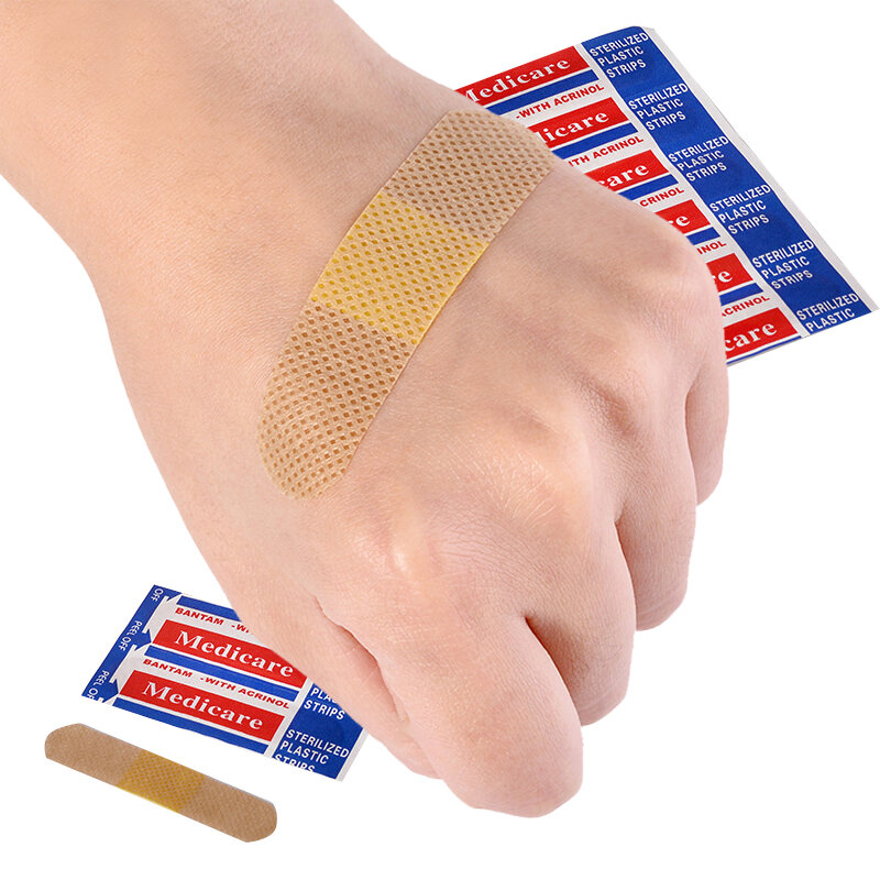 100ชิ้น/เซ็ตผ้าพันแผลฉุกเฉินปฐมพยาบาลผ้าพันแผลพลาสเตอร์ไม่ทอผ้ากันน้ำ Breathable Sterile วาง Medic Band Aid