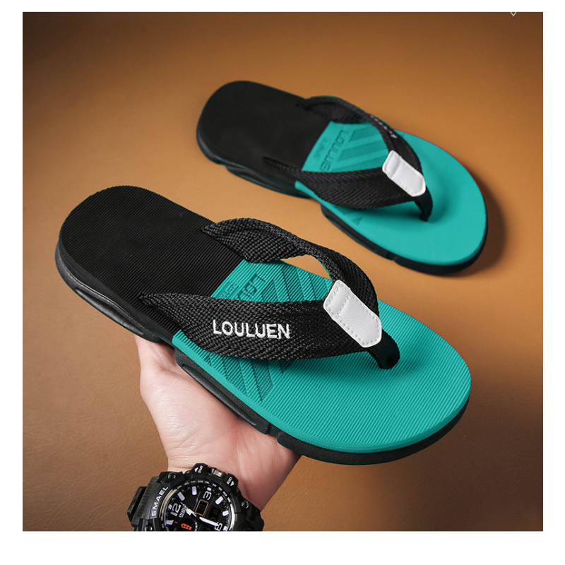 Sandal jepit pantai kasual pria, sandal pantai musim panas, sandal jepit bersirkulasi antiselip kasual untuk pria