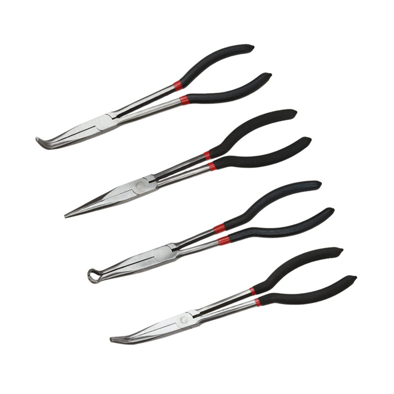 11-Inch Long Needle-Nosed Pliers Include Straight, 45-Degree, 90-Degree and O-Type Pliers