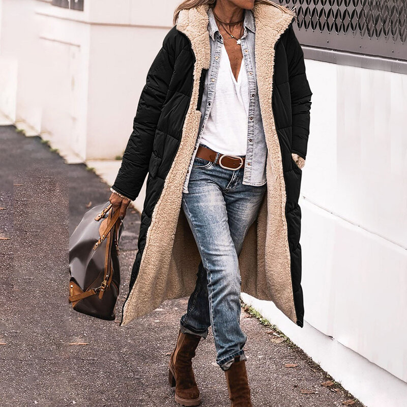 여성용 편안한 데일리 후드 코트, 긴 소매 비 신축성 재킷, 겨울 캐주얼 의류, 최신 패션