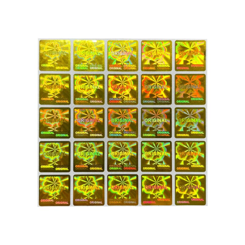 100pcs ouro original autêntico adesivo holográfico selo de segurança inviolável adesivo holográfico laser anti-demolição adesivo