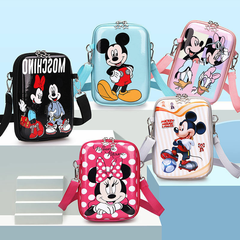 Disney-bolso de hombro de mochila de Niños de moda para niños y niñas, monedero de Mickey Minnie de Stitch, para guardería, escuela primaria, novedad de 2023