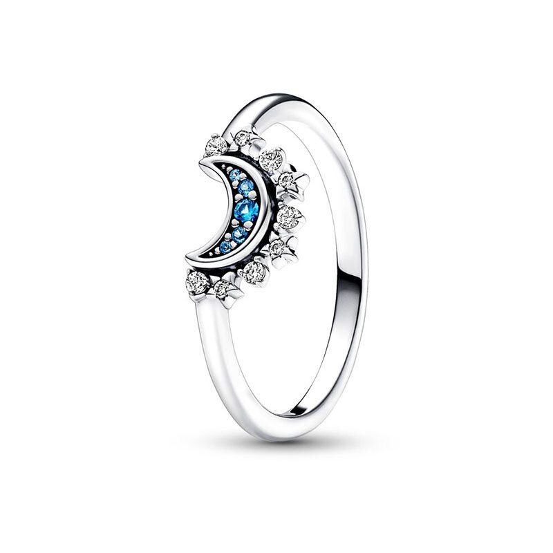 Gorąca wyprzedaż 2023 nowy 925 srebrny pierścionek niebiański zestaw pierścieni słońce i księżyc S925 pierścionek DIY kobiet oryginalny pierścień Pandor biżuteria