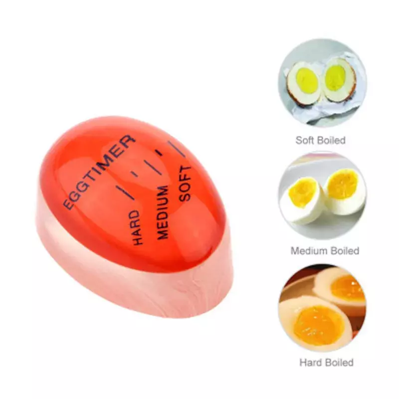 Temporizador de piezas para huevos, utensilios electrónicos de cocina que cambian de Color, suaves y duros, ecológicos, de resina roja, 1 ud.