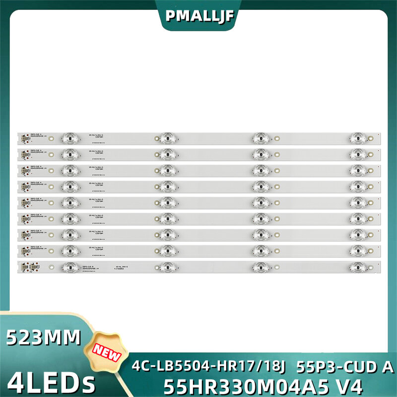 9 Pçs/set retroiluminação LED lâmpadas 4 4C-LB5504-HR17J 4C-LB5504-HR18J 55HR330M04B5 V4 para 55BC7600 55T1YP 55U6780C LVU550ND1L tela