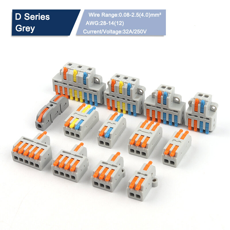 Universal Compact Wire Connector, Quick Splitter, cabo elétrico, Splice Terminal Block, pequenos conectores de fiação, 5pcs, 28-12AWG